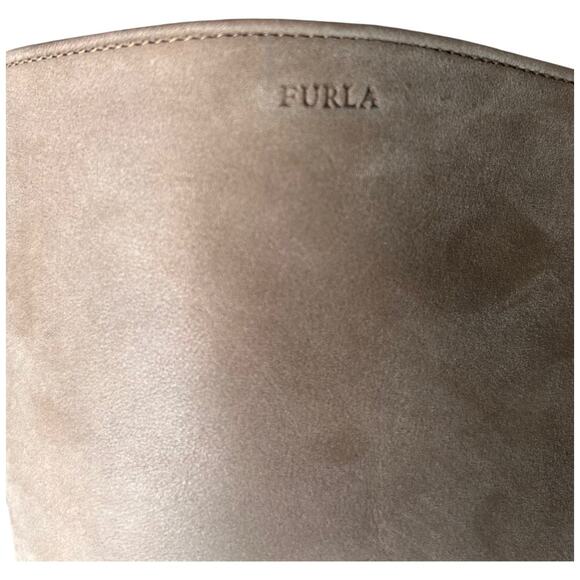 NWOT FURLA Tall Platform Nubuck Boots Beige with Black Size 39 or 8.5 main image 5